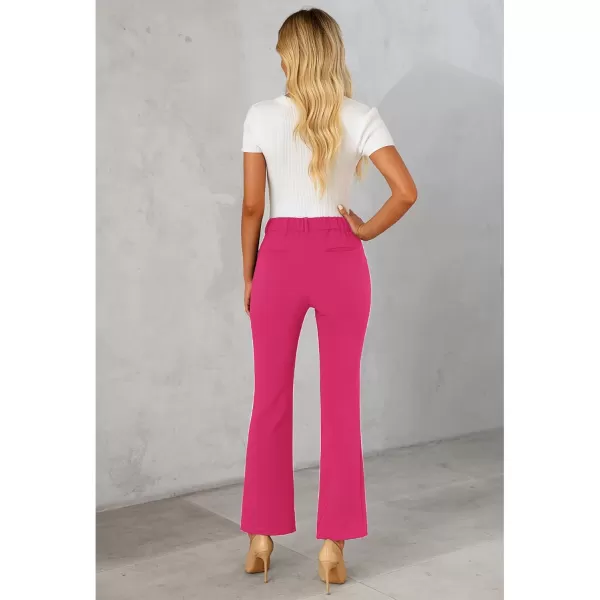 GRAPENT Bootcut Dress Pants for Women High Waisted Business Causal Elastic Waist Stretch Flare Work Trousers Dress PantsHot Pink
