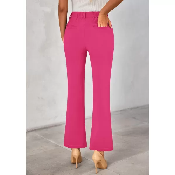 GRAPENT Bootcut Dress Pants for Women High Waisted Business Causal Elastic Waist Stretch Flare Work Trousers Dress PantsHot Pink