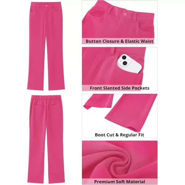 GRAPENT Bootcut Dress Pants for Women High Waisted Business Causal Elastic Waist Stretch Flare Work Trousers Dress PantsHot Pink