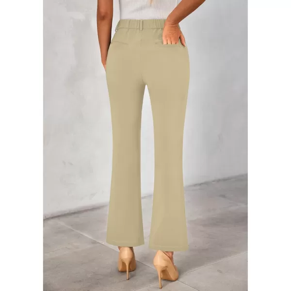 GRAPENT Bootcut Dress Pants for Women High Waisted Business Causal Elastic Waist Stretch Flare Work Trousers Dress PantsKhaki