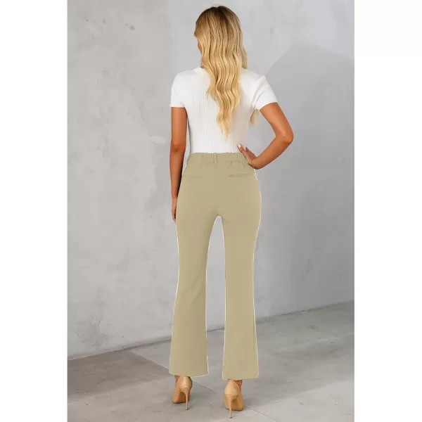 GRAPENT Bootcut Dress Pants for Women High Waisted Business Causal Elastic Waist Stretch Flare Work Trousers Dress PantsKhaki