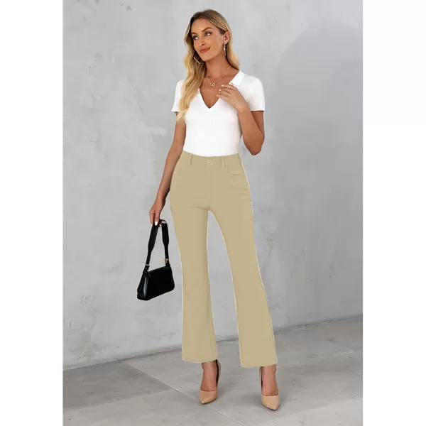 GRAPENT Bootcut Dress Pants for Women High Waisted Business Causal Elastic Waist Stretch Flare Work Trousers Dress PantsKhaki