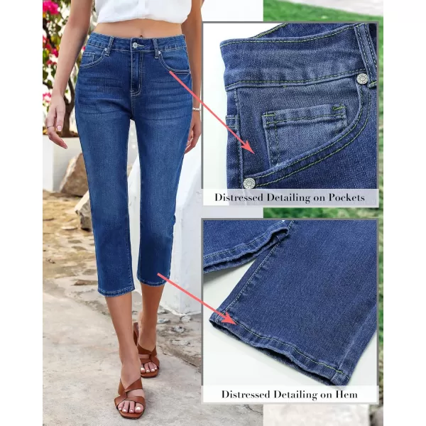 GRAPENT Capris Jeans for Women High Waisted Skinny Stretchy Denim Capri Pants Casual Cropped Jeggings TrousersClassic Blue