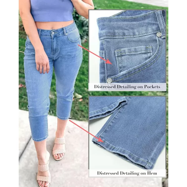 GRAPENT Capris Jeans for Women High Waisted Skinny Stretchy Denim Capri Pants Casual Cropped Jeggings TrousersLakeside Blue