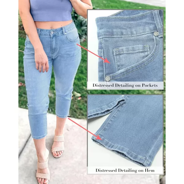GRAPENT Capris Jeans for Women High Waisted Skinny Stretchy Denim Capri Pants Casual Cropped Jeggings TrousersOcean Aqua Blue