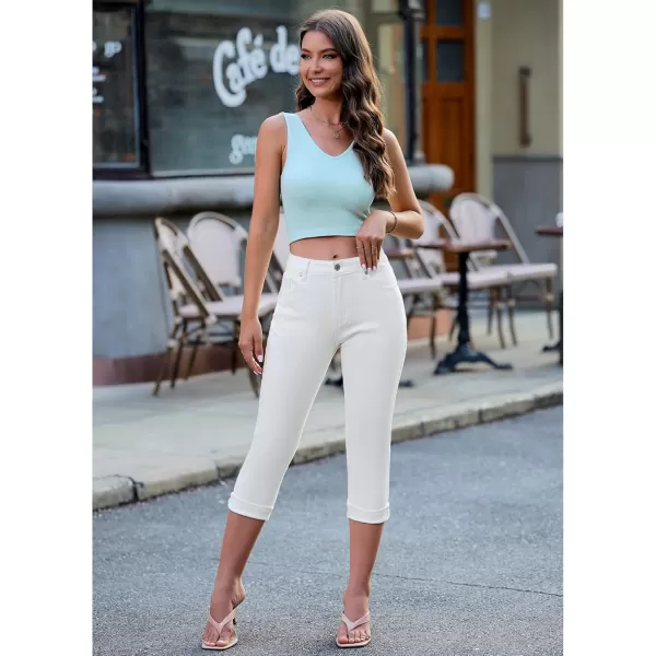 GRAPENT Capris Jeans for Women High Waisted Skinny Stretchy Denim Capri Pants Casual Cropped Jeggings TrousersOffwhite