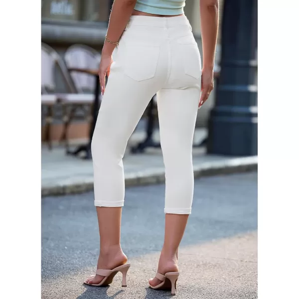 GRAPENT Capris Jeans for Women High Waisted Skinny Stretchy Denim Capri Pants Casual Cropped Jeggings TrousersOffwhite
