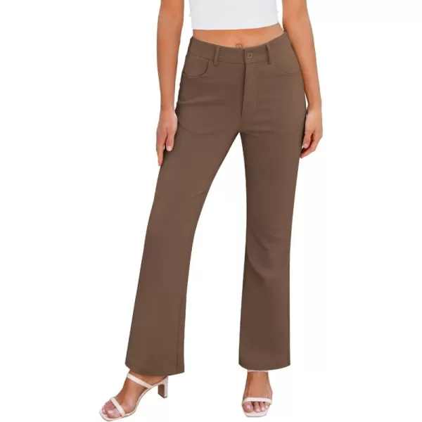 GRAPENT Bootcut Dress Pants for Women High Waisted Business Causal Elastic Waist Stretch Flare Work Trousers Dress PantsBrown