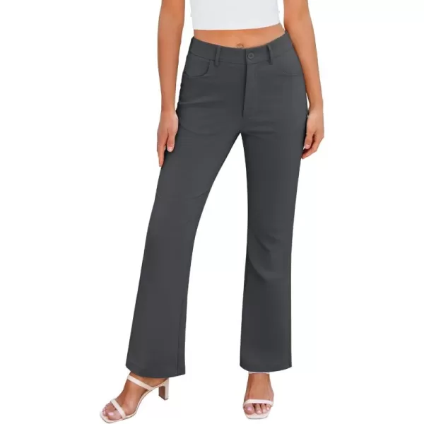 GRAPENT Bootcut Dress Pants for Women High Waisted Business Causal Elastic Waist Stretch Flare Work Trousers Dress PantsDark Gray