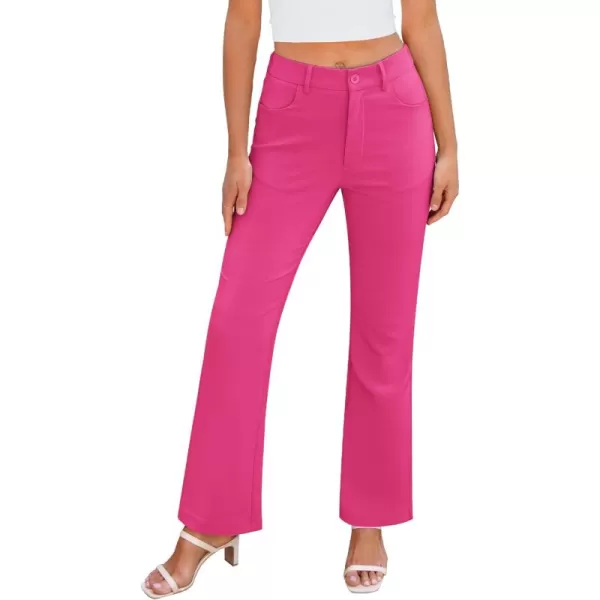 GRAPENT Bootcut Dress Pants for Women High Waisted Business Causal Elastic Waist Stretch Flare Work Trousers Dress PantsHot Pink