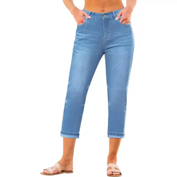 GRAPENT Capris Jeans for Women High Waisted Skinny Stretchy Denim Capri Pants Casual Cropped Jeggings TrousersLakeside Blue
