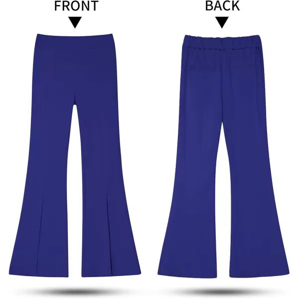 imageGRAPENT Dress Pants Wide Leg Pants for Women Flare Pants Pull On Business Casual Work Trousers Split Hem SlacksBlue Depths