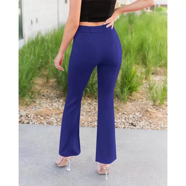 imageGRAPENT Dress Pants Wide Leg Pants for Women Flare Pants Pull On Business Casual Work Trousers Split Hem SlacksBlue Depths