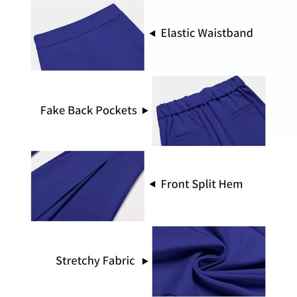 imageGRAPENT Dress Pants Wide Leg Pants for Women Flare Pants Pull On Business Casual Work Trousers Split Hem SlacksBlue Depths