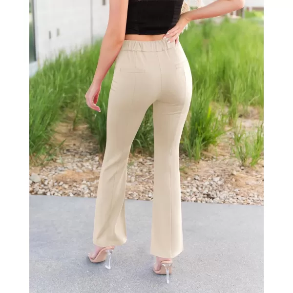 imageGRAPENT Dress Pants Wide Leg Pants for Women Flare Pants Pull On Business Casual Work Trousers Split Hem SlacksButtercream