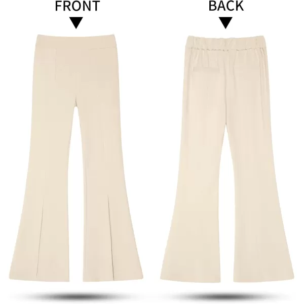 imageGRAPENT Dress Pants Wide Leg Pants for Women Flare Pants Pull On Business Casual Work Trousers Split Hem SlacksButtercream