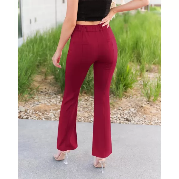 imageGRAPENT Dress Pants Wide Leg Pants for Women Flare Pants Pull On Business Casual Work Trousers Split Hem SlacksHaute Red