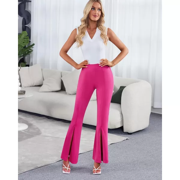 imageGRAPENT Dress Pants Wide Leg Pants for Women Flare Pants Pull On Business Casual Work Trousers Split Hem SlacksMagenta