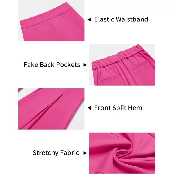 imageGRAPENT Dress Pants Wide Leg Pants for Women Flare Pants Pull On Business Casual Work Trousers Split Hem SlacksMagenta