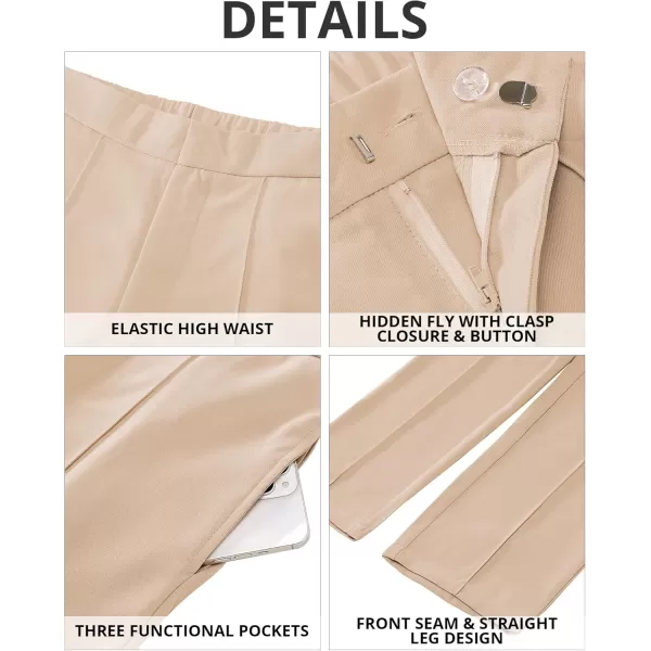 imageGRAPENT Dress Pants Women High Waisted Work Pants Dressy Casual Straight Leg Elastic Waist Cropped Trousers Ankle SlacksBeige