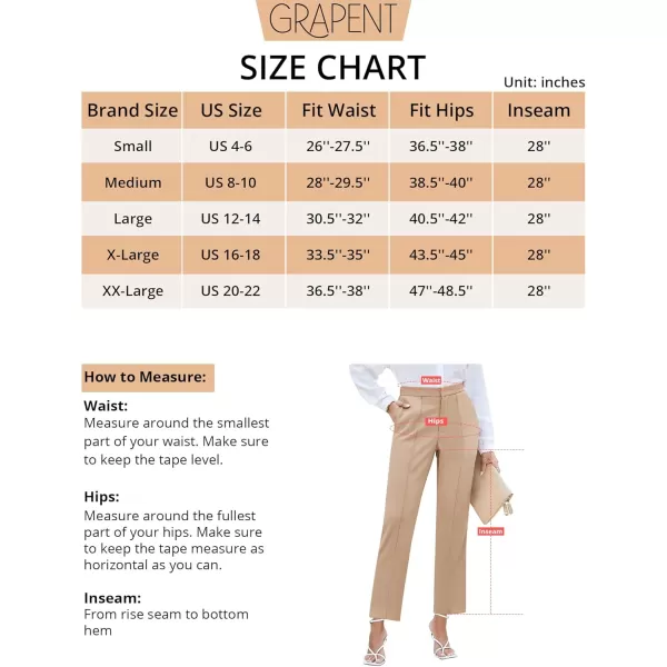 imageGRAPENT Dress Pants Women High Waisted Work Pants Dressy Casual Straight Leg Elastic Waist Cropped Trousers Ankle SlacksBeige