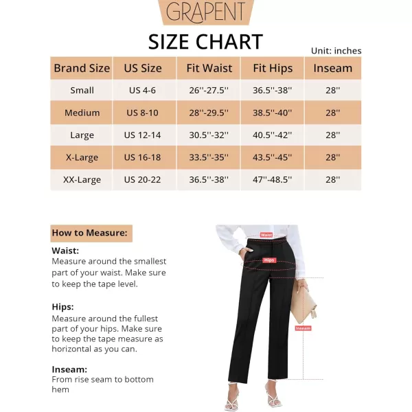 imageGRAPENT Dress Pants Women High Waisted Work Pants Dressy Casual Straight Leg Elastic Waist Cropped Trousers Ankle SlacksBlack