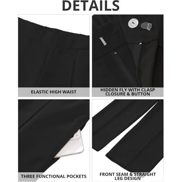 imageGRAPENT Dress Pants Women High Waisted Work Pants Dressy Casual Straight Leg Elastic Waist Cropped Trousers Ankle SlacksBlack