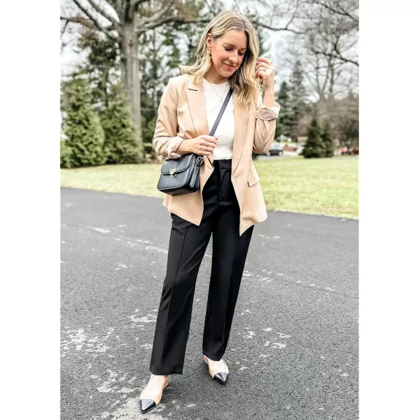 imageGRAPENT Dress Pants Women High Waisted Work Pants Dressy Casual Straight Leg Elastic Waist Cropped Trousers Ankle SlacksBlack