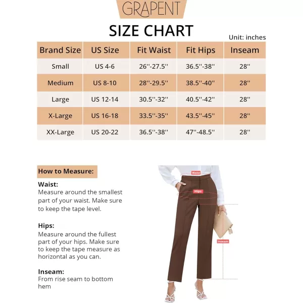 imageGRAPENT Dress Pants Women High Waisted Work Pants Dressy Casual Straight Leg Elastic Waist Cropped Trousers Ankle SlacksBrown