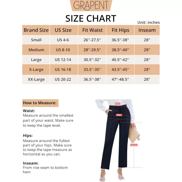 imageGRAPENT Dress Pants Women High Waisted Work Pants Dressy Casual Straight Leg Elastic Waist Cropped Trousers Ankle SlacksDark Blue