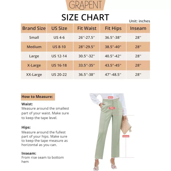 imageGRAPENT Dress Pants Women High Waisted Work Pants Dressy Casual Straight Leg Elastic Waist Cropped Trousers Ankle SlacksFog Green
