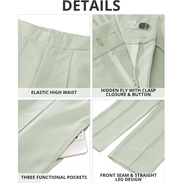 imageGRAPENT Dress Pants Women High Waisted Work Pants Dressy Casual Straight Leg Elastic Waist Cropped Trousers Ankle SlacksFog Green