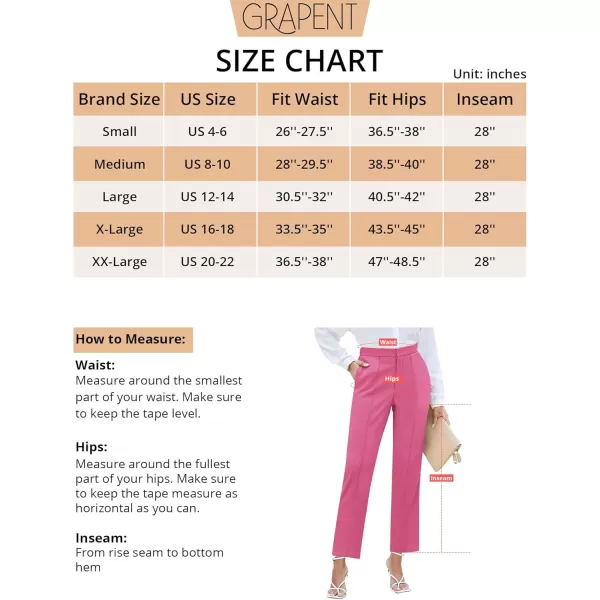 imageGRAPENT Dress Pants Women High Waisted Work Pants Dressy Casual Straight Leg Elastic Waist Cropped Trousers Ankle SlacksHot Pink