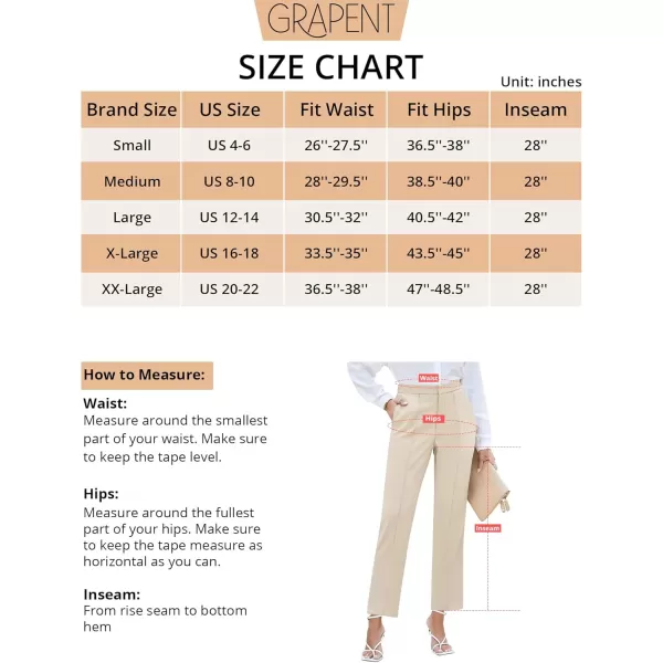 imageGRAPENT Dress Pants Women High Waisted Work Pants Dressy Casual Straight Leg Elastic Waist Cropped Trousers Ankle SlacksLight Beige