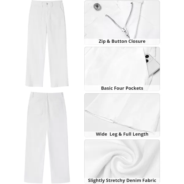 imageGRAPENT Jeans for Women High Waisted Straight Leg Jeans Stretchy Trendy Wide Leg Denim Pants Jean Trousers Patch PocketsCream White