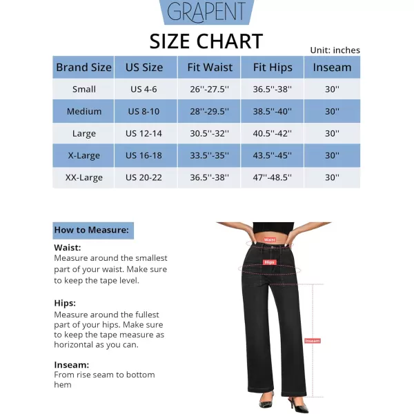 imageGRAPENT Jeans for Women High Waisted Straight Leg Jeans Stretchy Trendy Wide Leg Denim Pants Jean Trousers Patch PocketsWashed Black