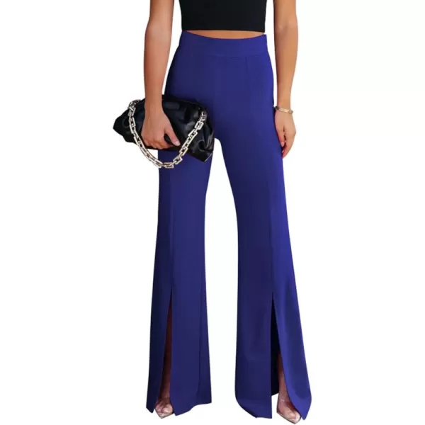 imageGRAPENT Dress Pants Wide Leg Pants for Women Flare Pants Pull On Business Casual Work Trousers Split Hem SlacksBlue Depths