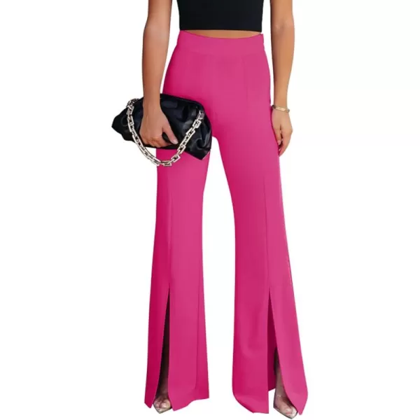 imageGRAPENT Dress Pants Wide Leg Pants for Women Flare Pants Pull On Business Casual Work Trousers Split Hem SlacksMagenta