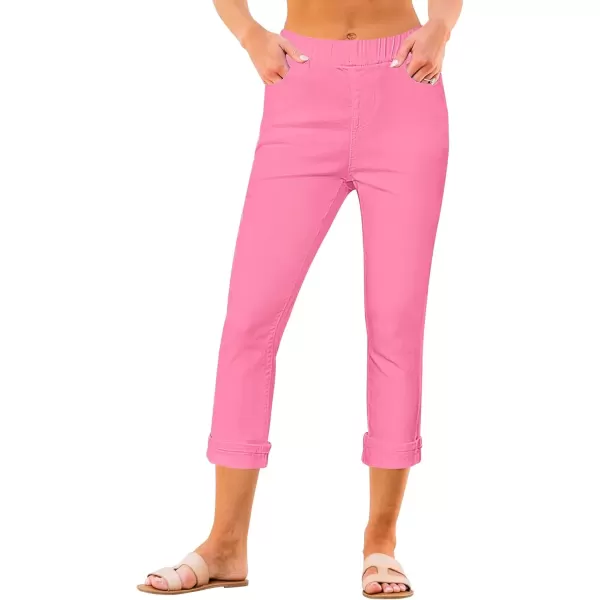imageGRAPENT Pull On Jeans for Women High Waisted Skinny Capri Pants Trendy Stretch Denim Cropped Jeans Crop Jeggings CaprisSachet Pink