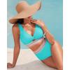 imageGRAPENT Bikini Sets for Women High Waisted Two Piece Swimsuit Padded Knot Twist Cut Out Color Block Bathing Suit BikinisAqua Blue