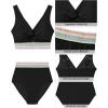 imageGRAPENT Bikini Sets for Women High Waisted Two Piece Swimsuit Padded Knot Twist Cut Out Color Block Bathing Suit BikinisBlack