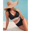 imageGRAPENT Bikini Sets for Women High Waisted Two Piece Swimsuit Padded Knot Twist Cut Out Color Block Bathing Suit BikinisBlack