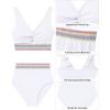 imageGRAPENT Bikini Sets for Women High Waisted Two Piece Swimsuit Padded Knot Twist Cut Out Color Block Bathing Suit BikinisCream White