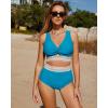 imageGRAPENT Bikini Sets for Women High Waisted Two Piece Swimsuit Padded Knot Twist Cut Out Color Block Bathing Suit BikinisHawaiian Ocean