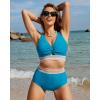 imageGRAPENT Bikini Sets for Women High Waisted Two Piece Swimsuit Padded Knot Twist Cut Out Color Block Bathing Suit BikinisHawaiian Ocean