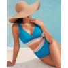 imageGRAPENT Bikini Sets for Women High Waisted Two Piece Swimsuit Padded Knot Twist Cut Out Color Block Bathing Suit BikinisHawaiian Ocean