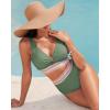 imageGRAPENT Bikini Sets for Women High Waisted Two Piece Swimsuit Padded Knot Twist Cut Out Color Block Bathing Suit BikinisIceberg Green