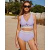 imageGRAPENT Bikini Sets for Women High Waisted Two Piece Swimsuit Padded Knot Twist Cut Out Color Block Bathing Suit BikinisLavender