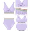 imageGRAPENT Bikini Sets for Women High Waisted Two Piece Swimsuit Padded Knot Twist Cut Out Color Block Bathing Suit BikinisLavender