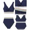 imageGRAPENT Bikini Sets for Women High Waisted Two Piece Swimsuit Padded Knot Twist Cut Out Color Block Bathing Suit BikinisNavy Blue